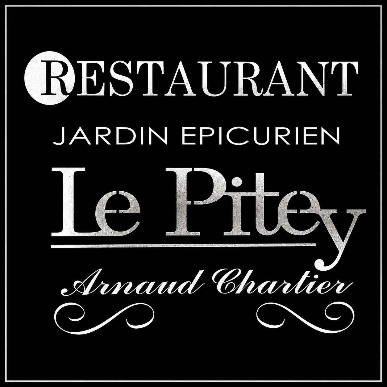 Enseigne du restaurant Le Pitey, Jardin Epicurien, Arnaud Chartier
